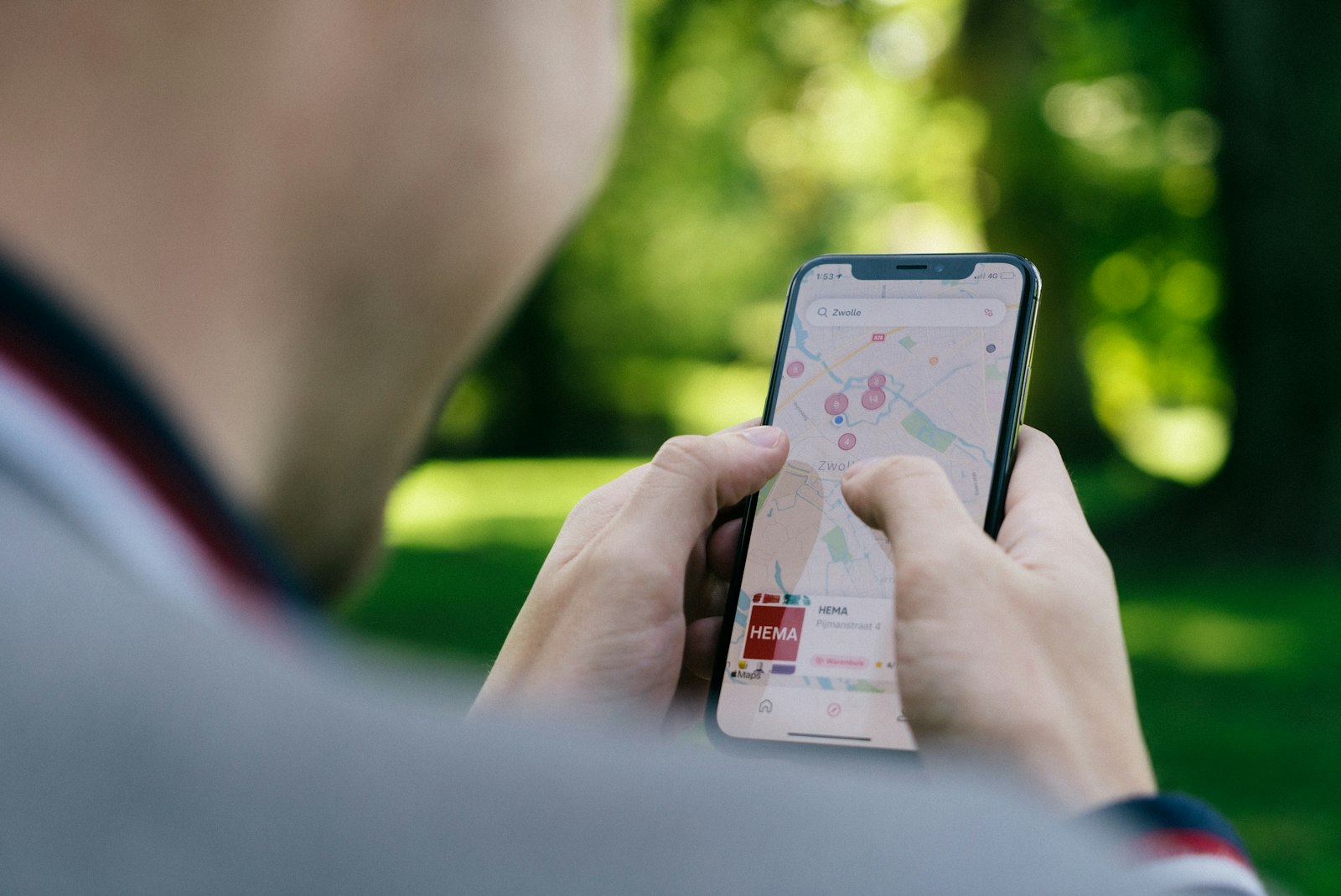 A person checking a map on their phone